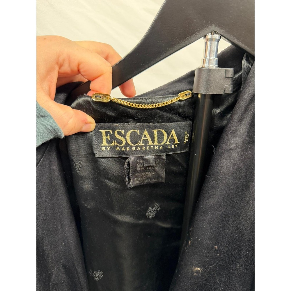 Vintage 80's Escada Women's‎ 100% Silk Retro Colorful Quilted Satin Puffer Coat - Picture 10 of 13